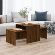 Set Tavolini Salotto Rovere Marrone 100x48x40 cm Multistrato 815548