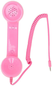 Telefono a manopola retro - ricevitore vintage - con regolazione del volume - rosa - manopola per smartphone e computer