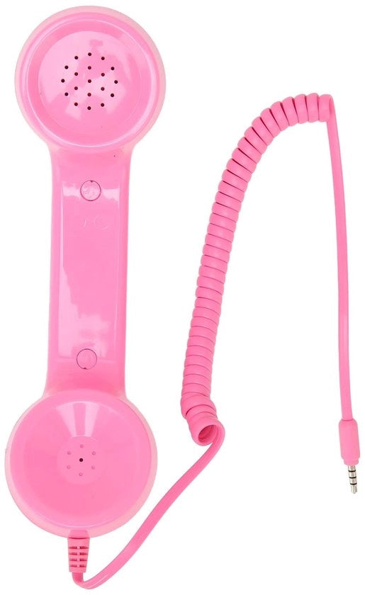 Telefono a manopola retro - ricevitore vintage - con regolazione del volume - rosa - manopola per smartphone e computer