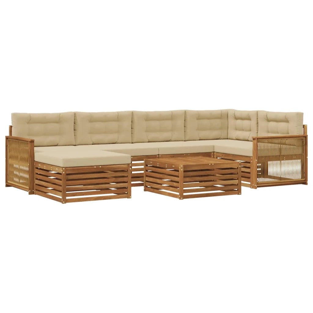 Set di divani da esterno 7 pz Naturale e Beige 3383601