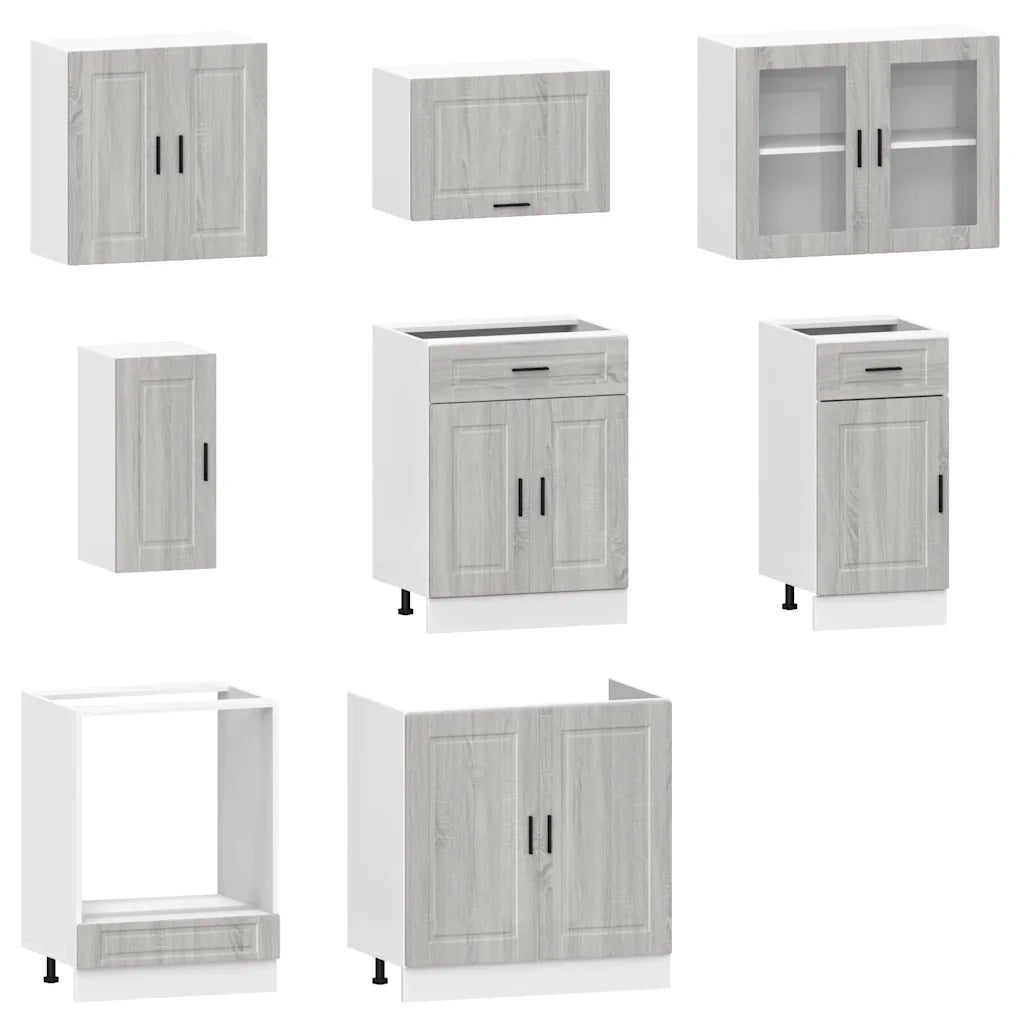 Set Mobili da Cucina 8 pz Kalmar Grigio Sonoma in Truciolato
