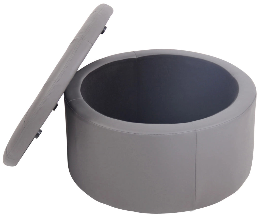 Pouf Tondo Contenitore Evora grigio,Finta pelle