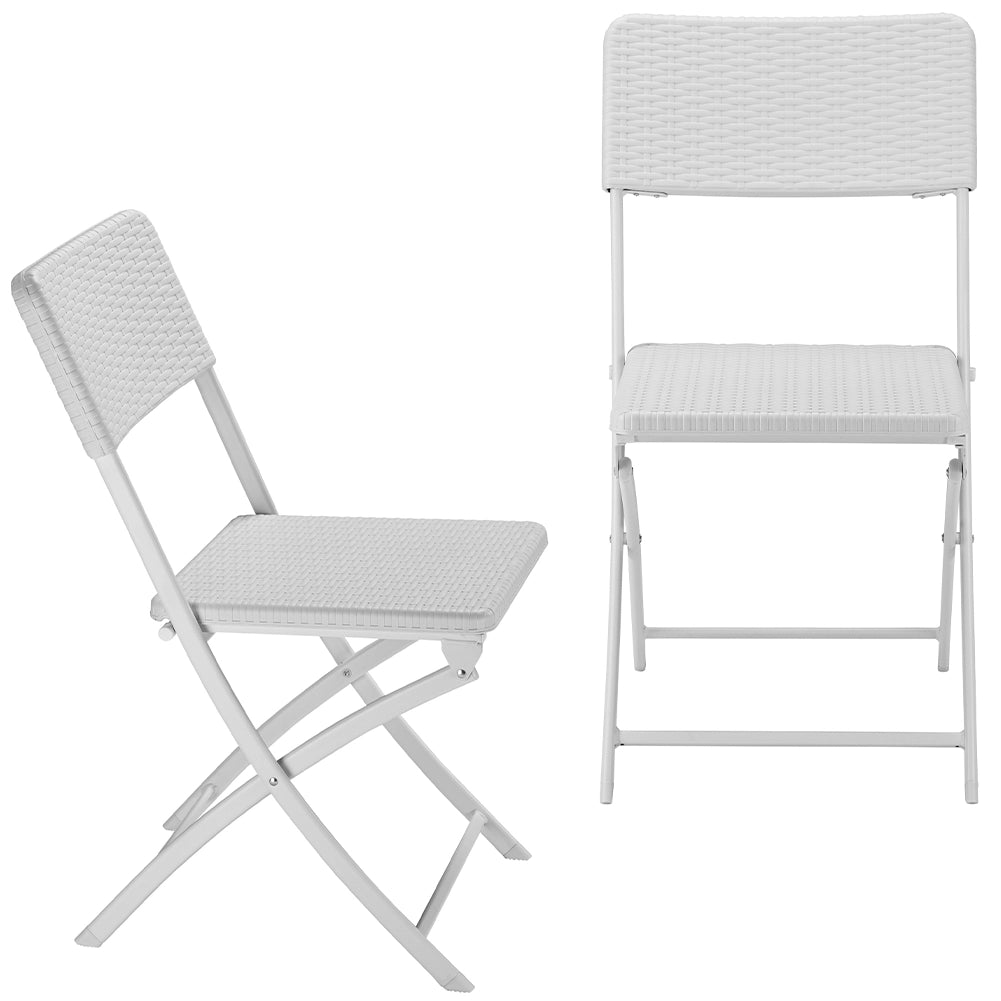 Set 2 Sedie da Giardino Pieghevoli in Polyrattan Bianco