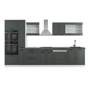 Mobile da cucina R-Line Antracite rustico/Bianco 350 cm con armadio alto, PL Antracite Vicco