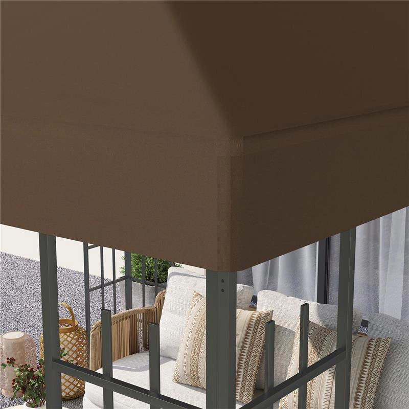 COPERTURA PER GAZEBO DA GIARDINO 3X3 M IN TESSUTO OXFORD 600D CON FORI DI DRENAGGIO MARRONE