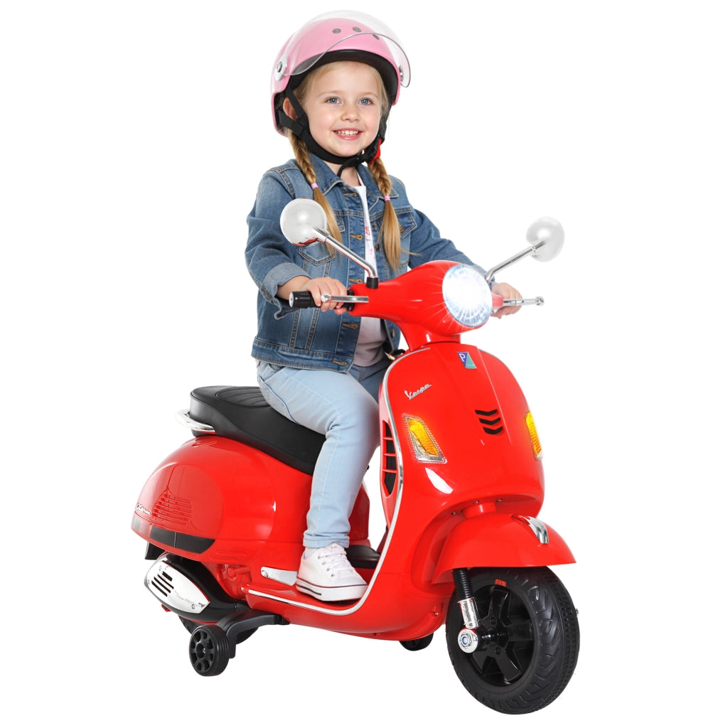 Moto Elettrica per Bambini Design Vespa, Batteria 6V con Suoni e Luci, Et¨¤ 3-6 Anni, Rosso