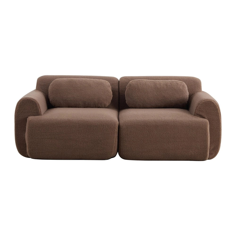 Divano Modulare in Tessuto Chenille ¨C MINIMAL ¨C Camel, Schiumato 30D, Antiscivolo