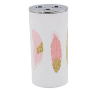 Trade Shop - Bicchiere Portaspazzolino 3 Fori Bianco Piume In Plastica Accessorio Bagno 69800 -