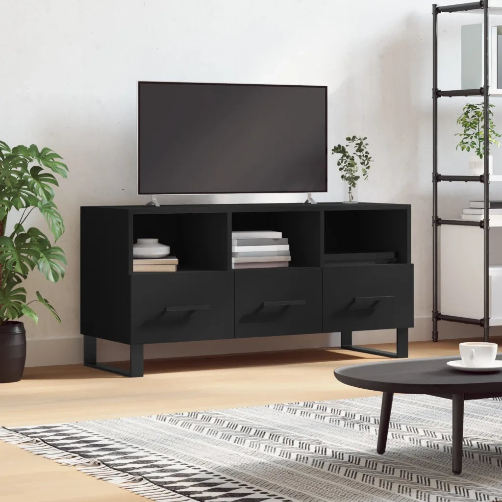 Mobile Porta TV Nero 102x36x50 cm in Legno Multistrato 829061