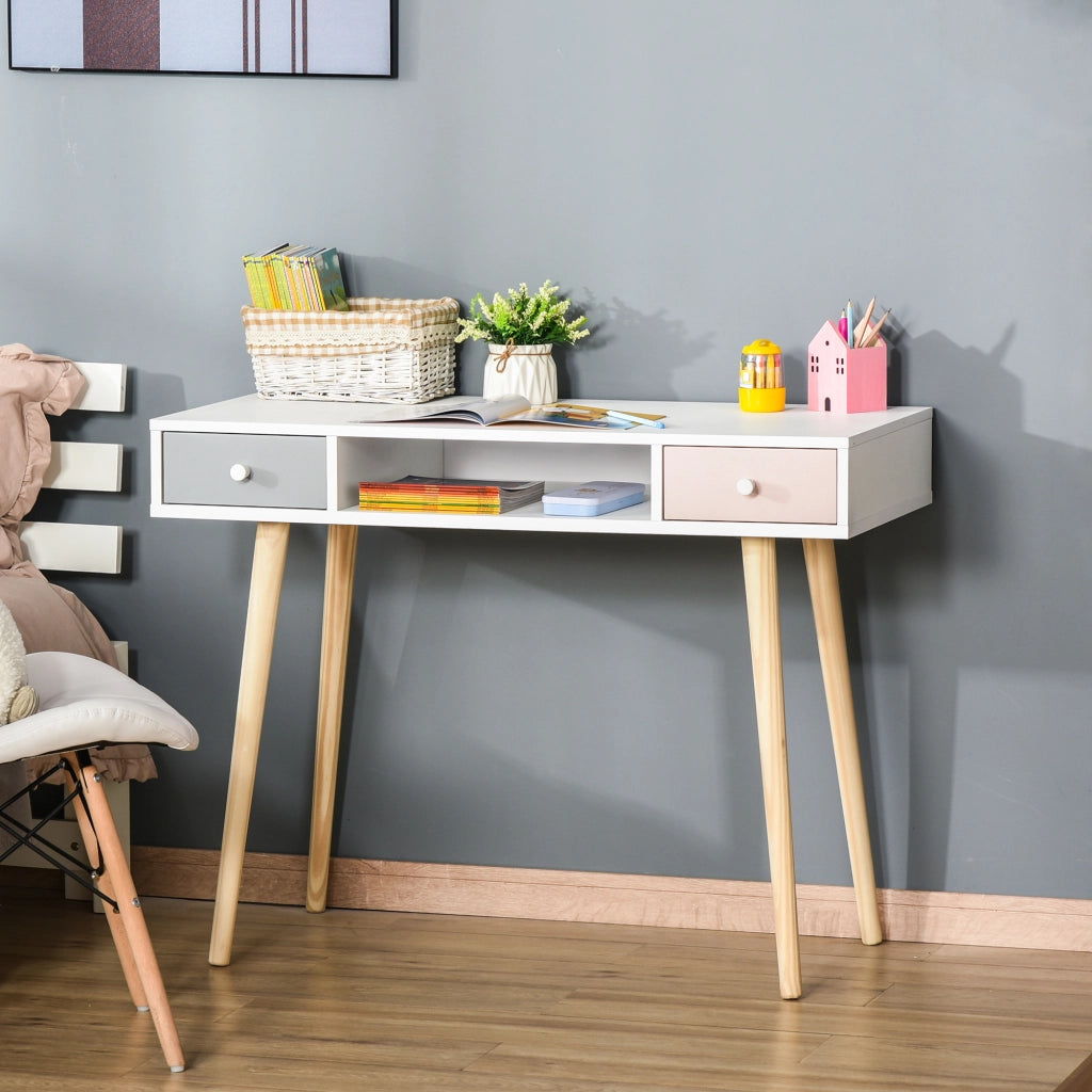 Scrivania per Bambini con 2 Cassetti ¨C zephmum ¨C Multicolore 100x48x76,5 cm