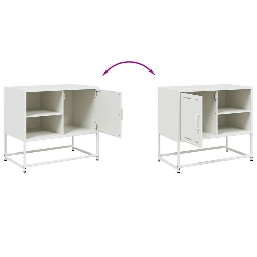 Mobile TV multimediale mensola TV credenza TV adatto per sala da pranzo soggiorno camera da letto 68 x 39 x 60,5 cm acciaio bianco 02_0026162