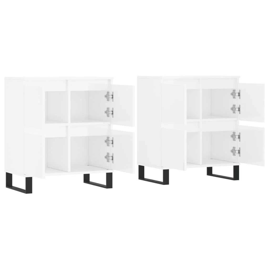 Buffet credenza cassettiera armadio mobile contenitore organizer per cucina soggiorno salotti set da 2 legno ingegnerizzato lucido bianco 02_0036714