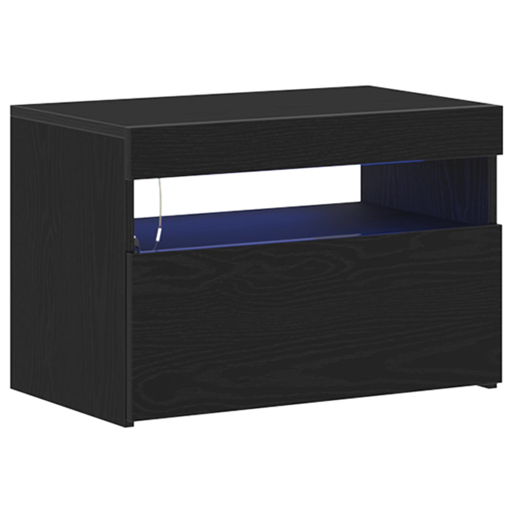 Mobile per TV  con luci LED Rovere Nero 60x35x40 cm in legno ingegnerizzato