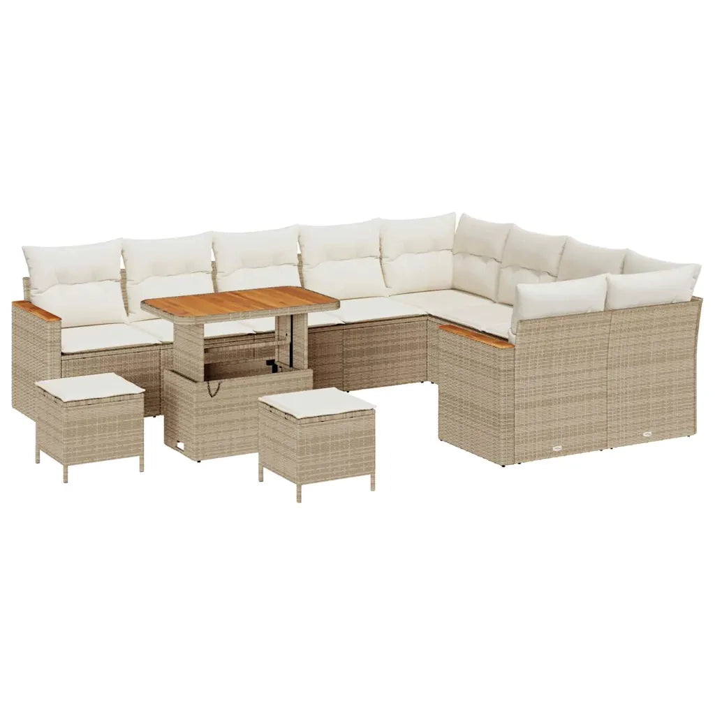 Set Divano da Giardino 12 pcs Beige polyrattan