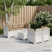 Divano da Giardino 5 Posti con Cuscini Stile Rattan PP Bianco 3443916
