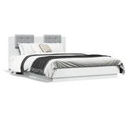 Letto matrimoniale | Letto per adulti | Giroletto con Testiera Bianco 140x200 cm in Legno Multistrato