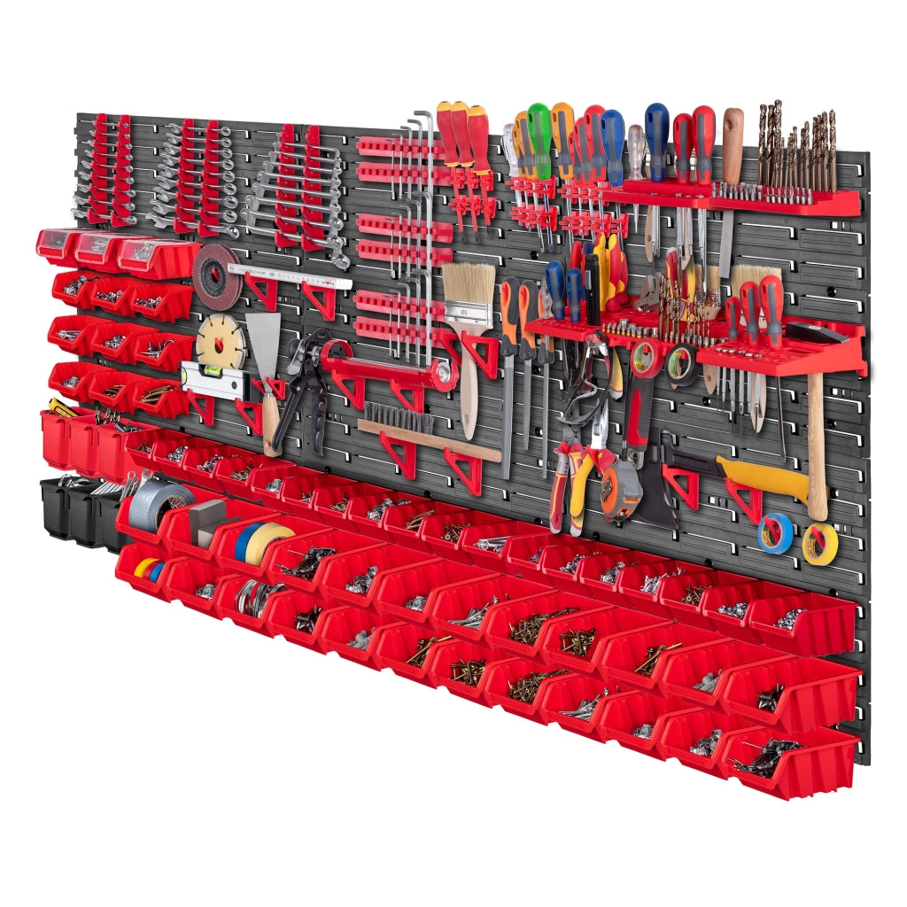 KADAX Pannello portautensili da parete per officina, 174x78 cm, 81 scomparti, 60 supporti, garage