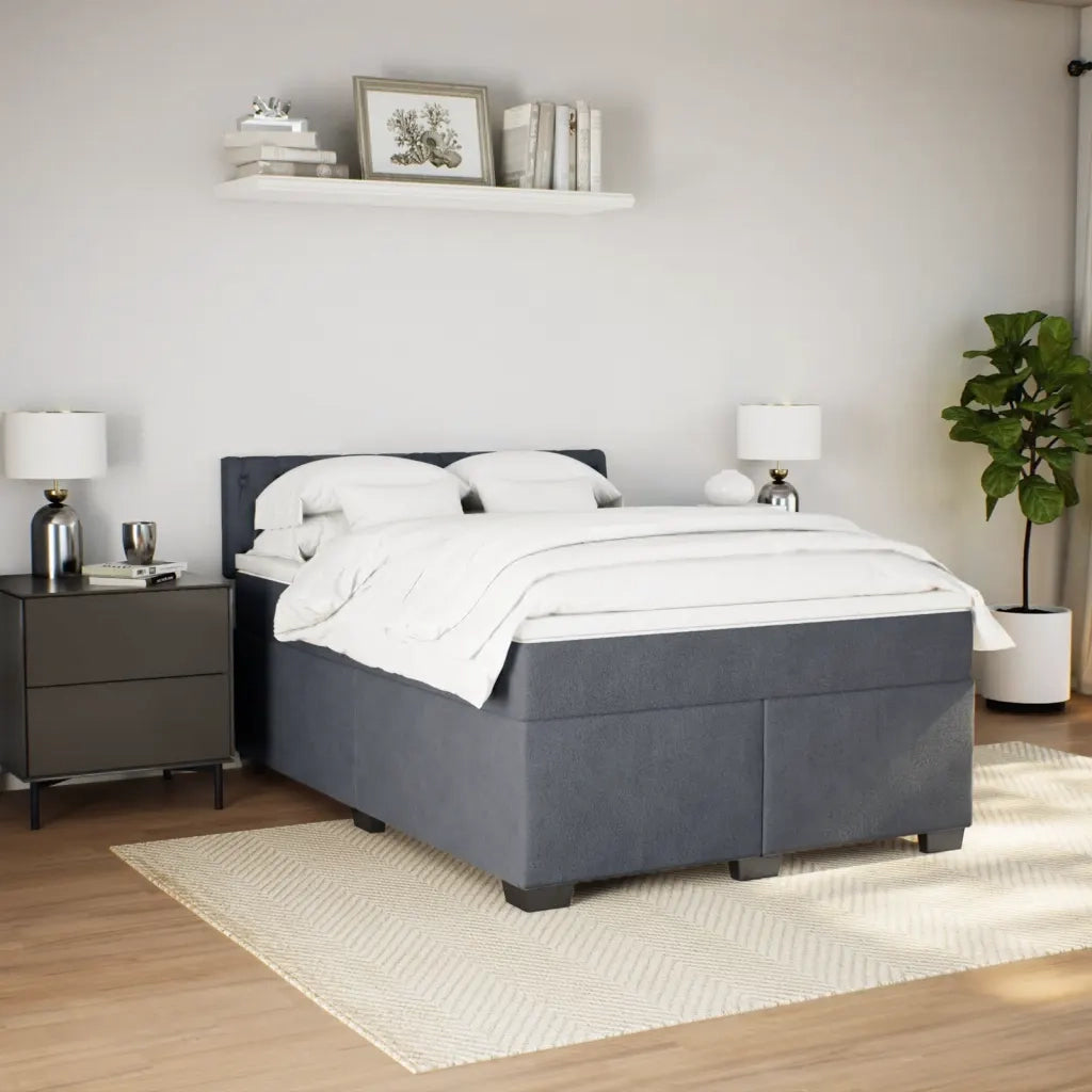 Giroletto a Molle con Materasso Grigio Scuro 140x190 cm Velluto 3286313