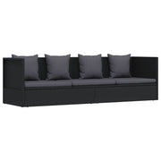 Lettino da Giardino con Cuscini in Polyrattan Nero cod mxl 20838