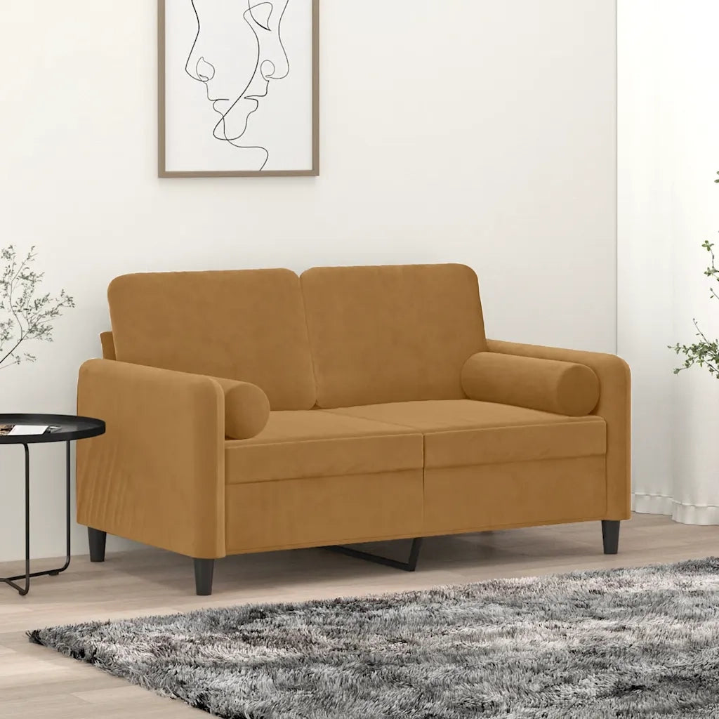 Divano a 2 Posti con Cuscini Marrone 120 cm in Vellutocod mxl 95006