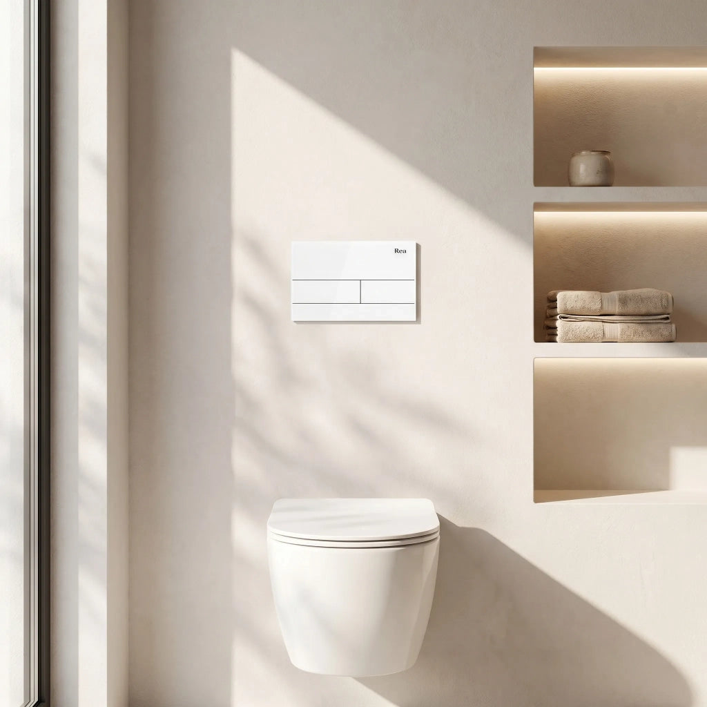 Set Telaio Da Incasso Per Wc Slim 024n Con Pulsante T White Glass