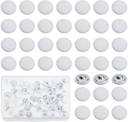 Confezione di 45 punti di cucito in metallo bianchi da 18 mm - punti da stoffa - punti da cucire - punti da metallo con schiacciatura - adatti per progetti di cucito