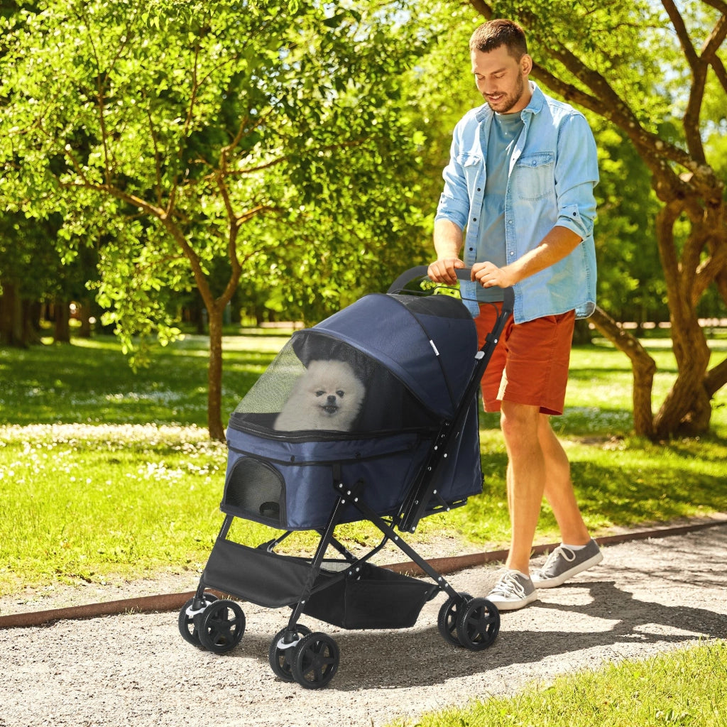 Carrello Portacani Pieghevole con Cesto ¨C zephmum ¨C Blu
