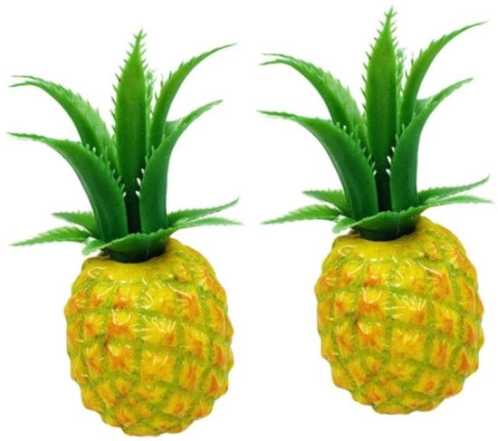 2 pezzi di modelli di ananas artificiali in plastica, decorazioni da tavola naturali, vere decorazioni per la fotografia, dimensione S, senza sostanze chimiche, per interni e esterni.