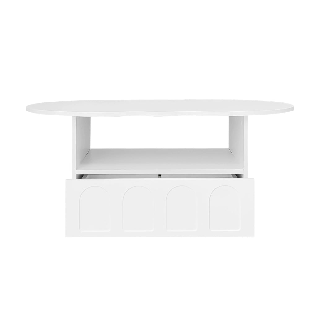 TAVOLINO DA SALOTTO a forma di nuvola 100x60x40,5 cm Bianco in pannello di truciolare