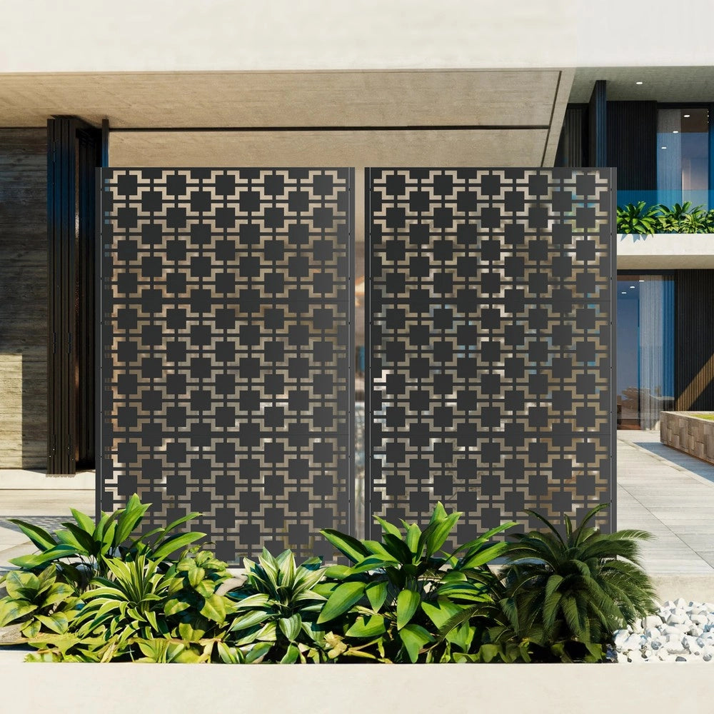 Paravento da Giardino in Metallo ¨C Xylo ¨C 183x116 cm, per Balcone, Patio e Terrazza