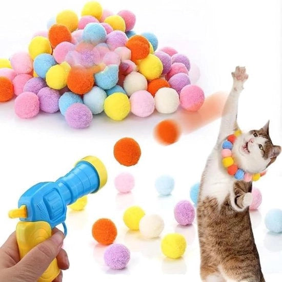Giocattolo a Sfera Interattivo per Gatti con Lancia e Set di Piume di Feltro
