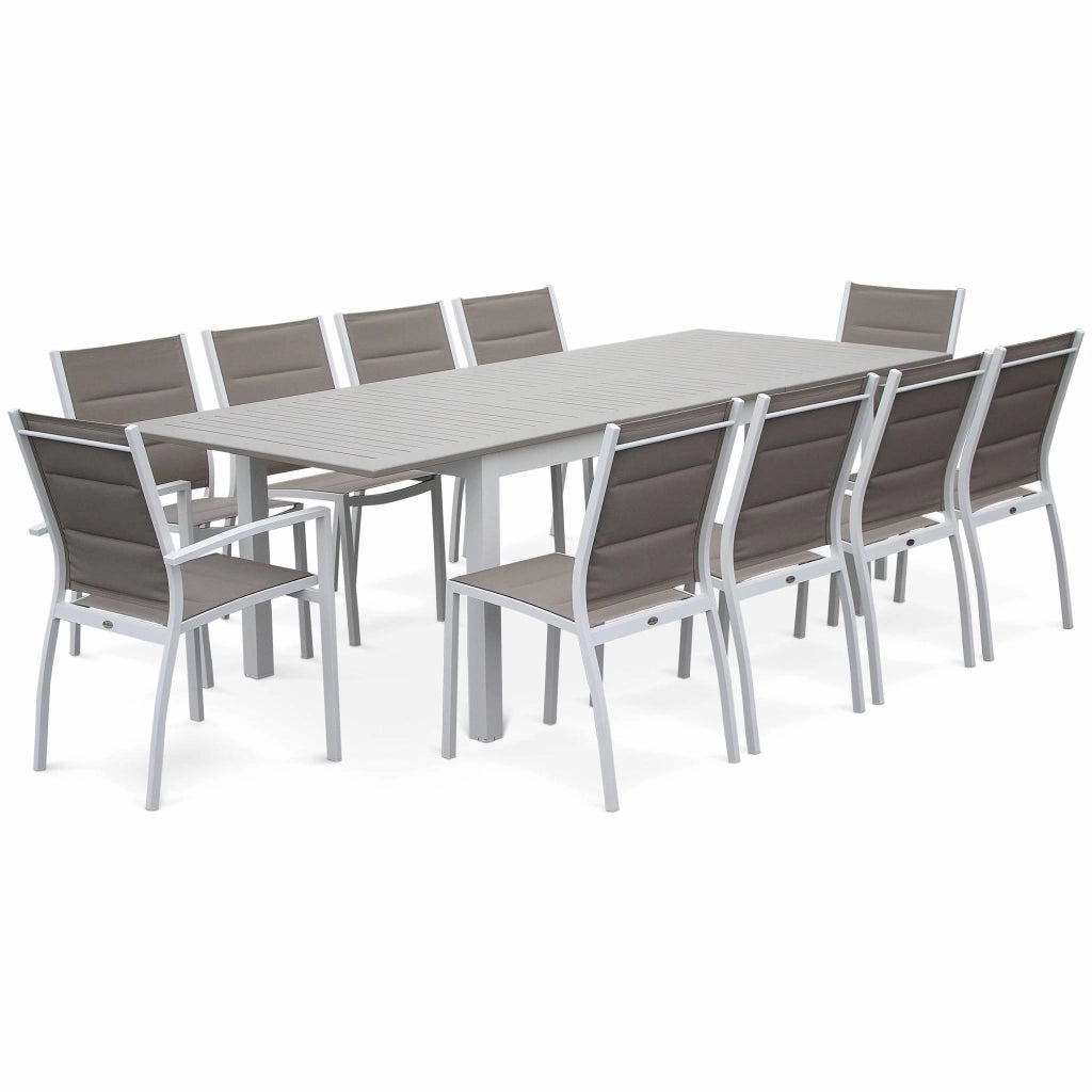 Set tavolo da giardino allungabile in alluminio con 8 posti, bianco