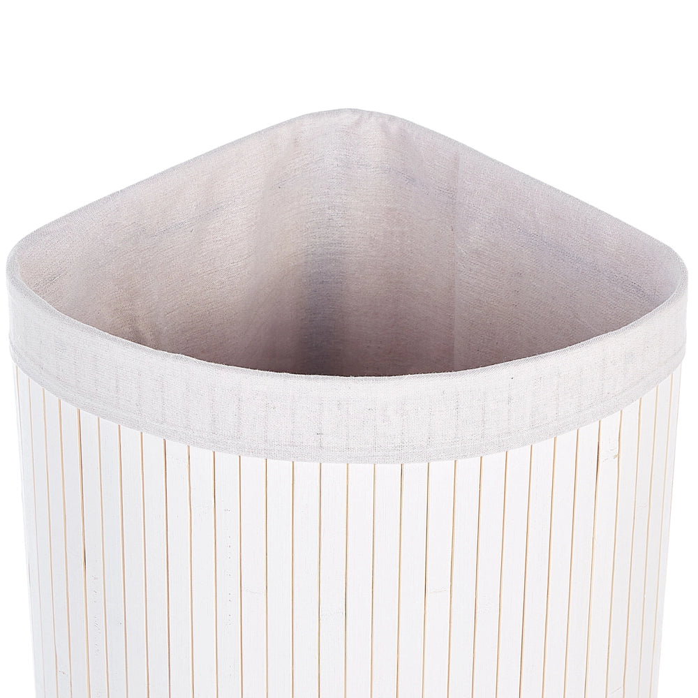 Cestino portaoggetti in bambù bianco con coperchio Cestino per biancheria Accessori pratici lavanderia bucato