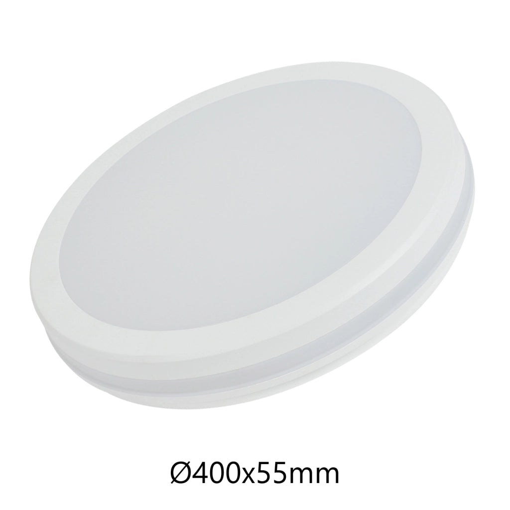 Alcapower Plafoniera LED Rotonda 36W IP54 IK08 CCT Selezionabile 3000K-4000K-6500K 3600lm Bianco Diametro 400mm per Illuminazione Professionale
