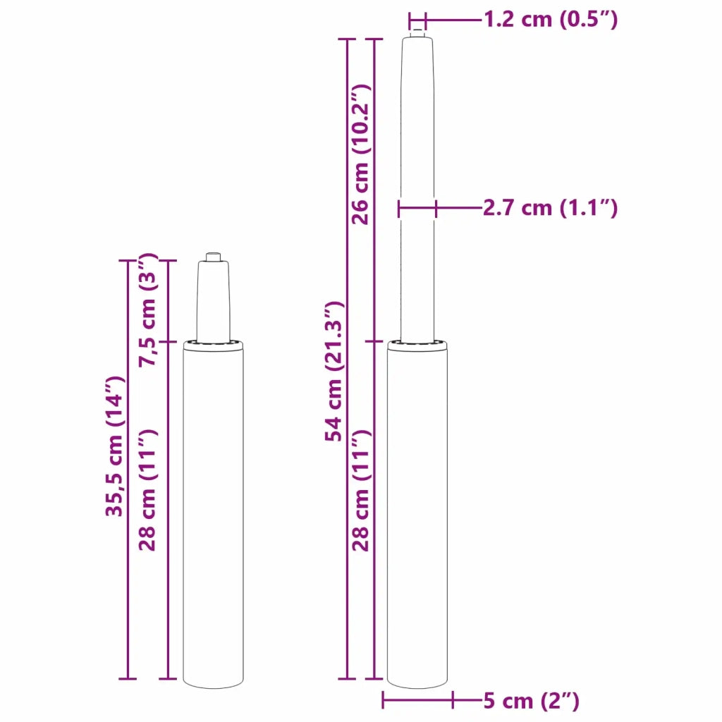 Cilindro a Gas per Sedia da Ufficio Nero 355-540 mm Ferro CFW3876474