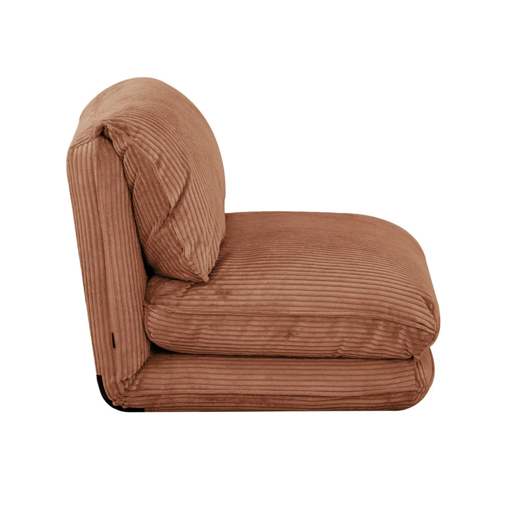 Poltrona convertibile velluto a coste grosse coste 1 posto, camel