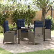 Set da Pranzo per Giardino 5 pcs Grigio e Nero Rattan