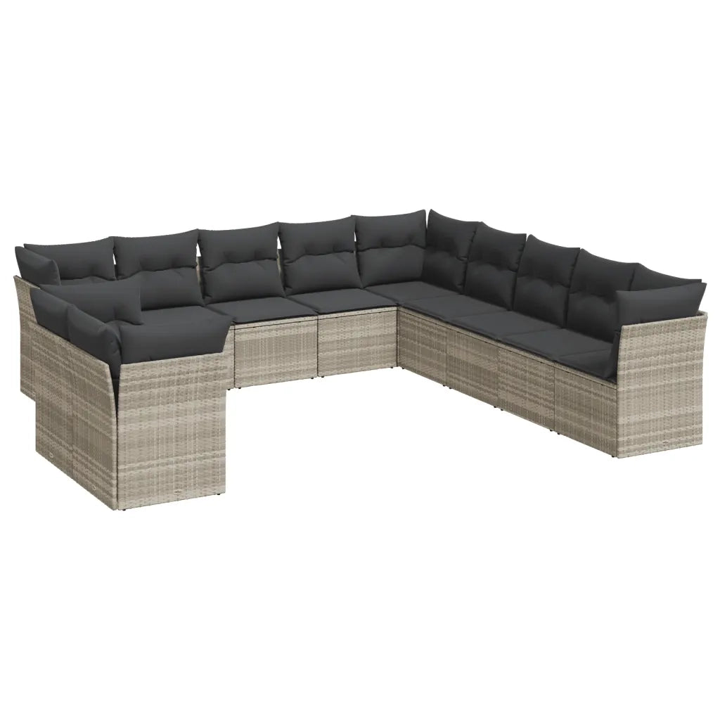 Set Divani da Giardino 11 pz con Cuscini in Polyrattan Grigio