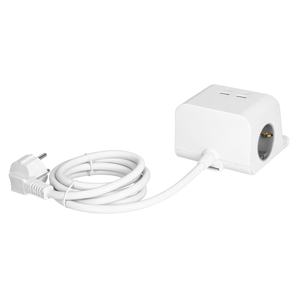 Ciabatta Multipresa da scrivania con Ricarica Wireless, 2 USB-C + 2 USB-A e 2 Prese Schuko, morsetto a vite e cavo 1,4 m