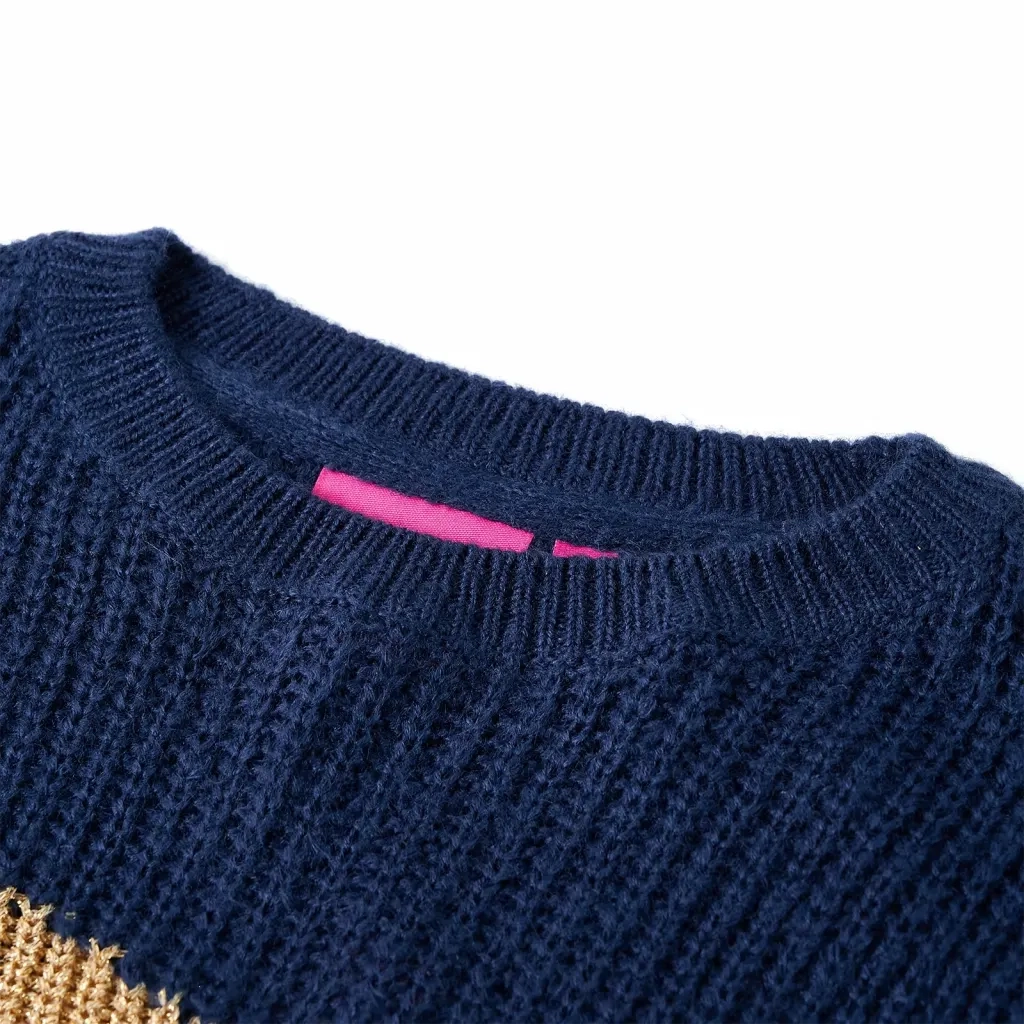 Maglione per Bambini Lavorato a Maglia Blu Marino 140 14533