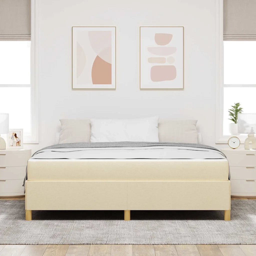 vidaXL Letto a molle Crema e Beige e Bianco 180 x 200 cm Tessuto