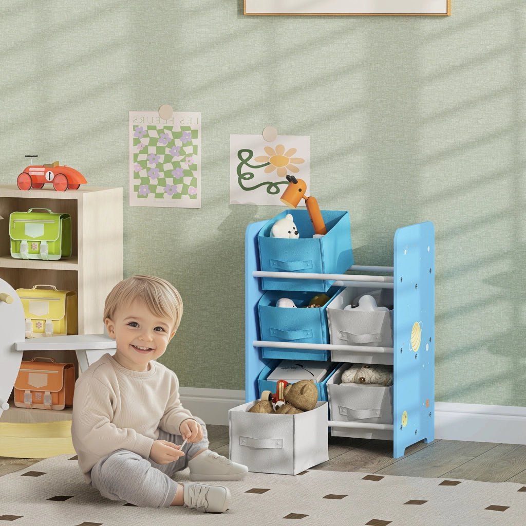 Scaffale per Bambini con Cestini ¨C Zephmum ¨C Azzurro 43x30x60 cm