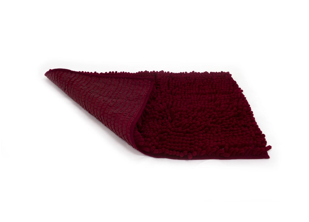 Tappeto Bagno Retro Gommato Antiscivolo Lavorazione Shaggy Modello Passatello - 50x80 - Burgundy