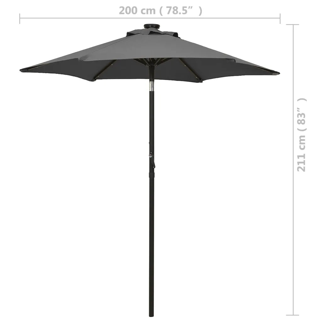 Ombrellone con Luci LED Antracite 200x211 cm in Alluminio 313559