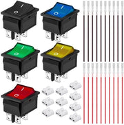 Mini Interruttore DPST - Azzero/On con LED - 16A/250V - Nero, Rosso, Verde, Giallo, Blu - Adatto per diverse applicazioni elettriche
