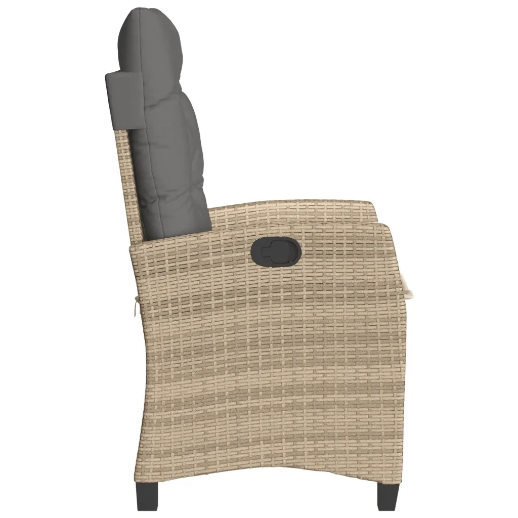 Sedia Reclinabile Giardino con Cuscini Beige Misto Polyrattan 365213