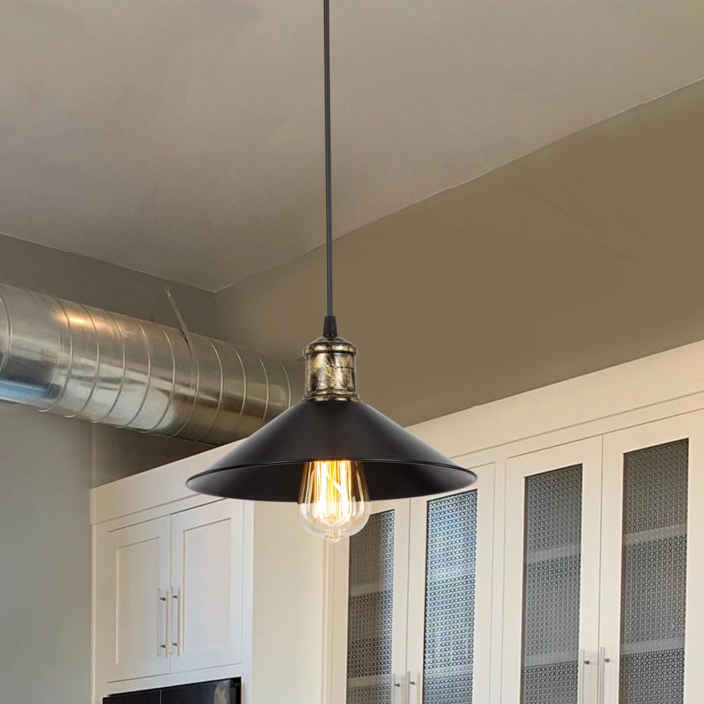 Lampada a Sospensione 'Hinckley' con Paralume a Cono - Nero/Bronzo [lux.pro]