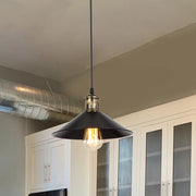 Lampada a Sospensione 'Hinckley' con Paralume a Cono - Nero/Bronzo [lux.pro]