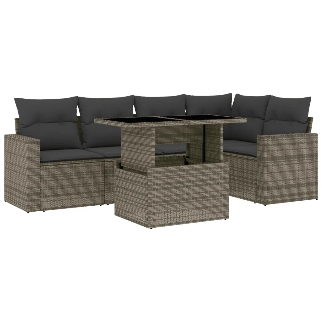 Set Divano da Giardino 6 pz con Cuscini Grigio in Polyrattan 3267260