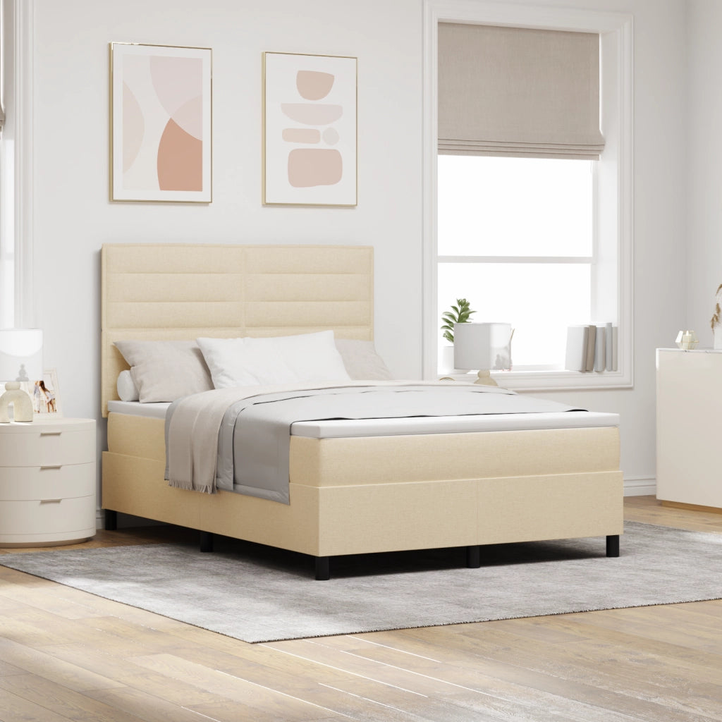 Letto a molle con materasso e luce LED Crema 140x200 cm Tessuto